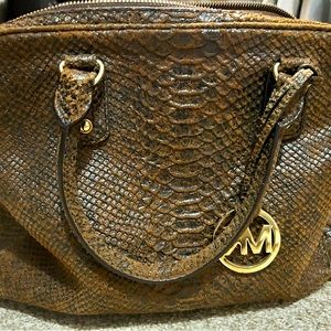 Brown snake skin print Michael Kors purse